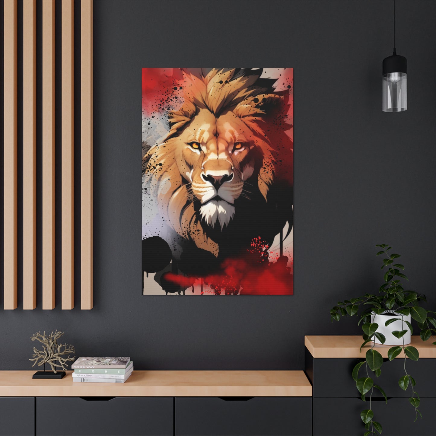 Drip Lion Slate Motif - Canvas