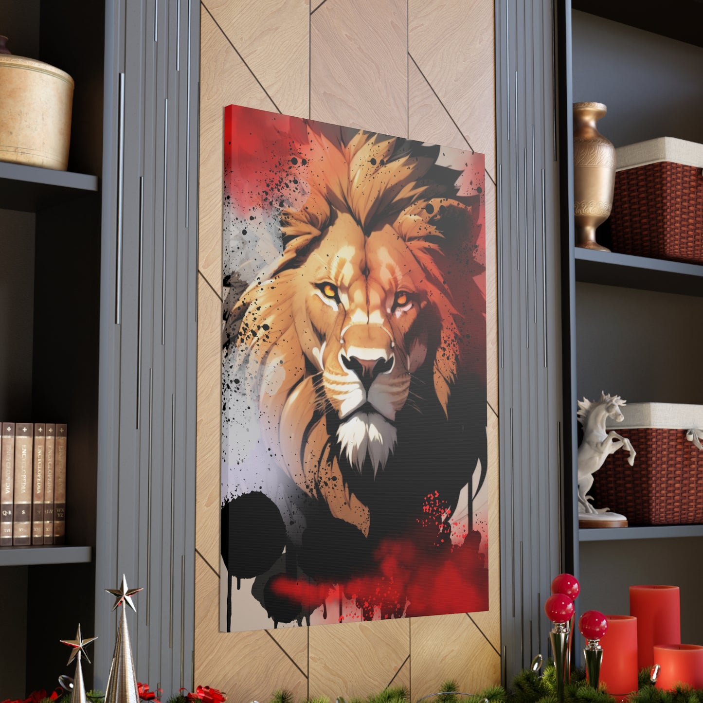 Drip Lion Slate Motif - Canvas