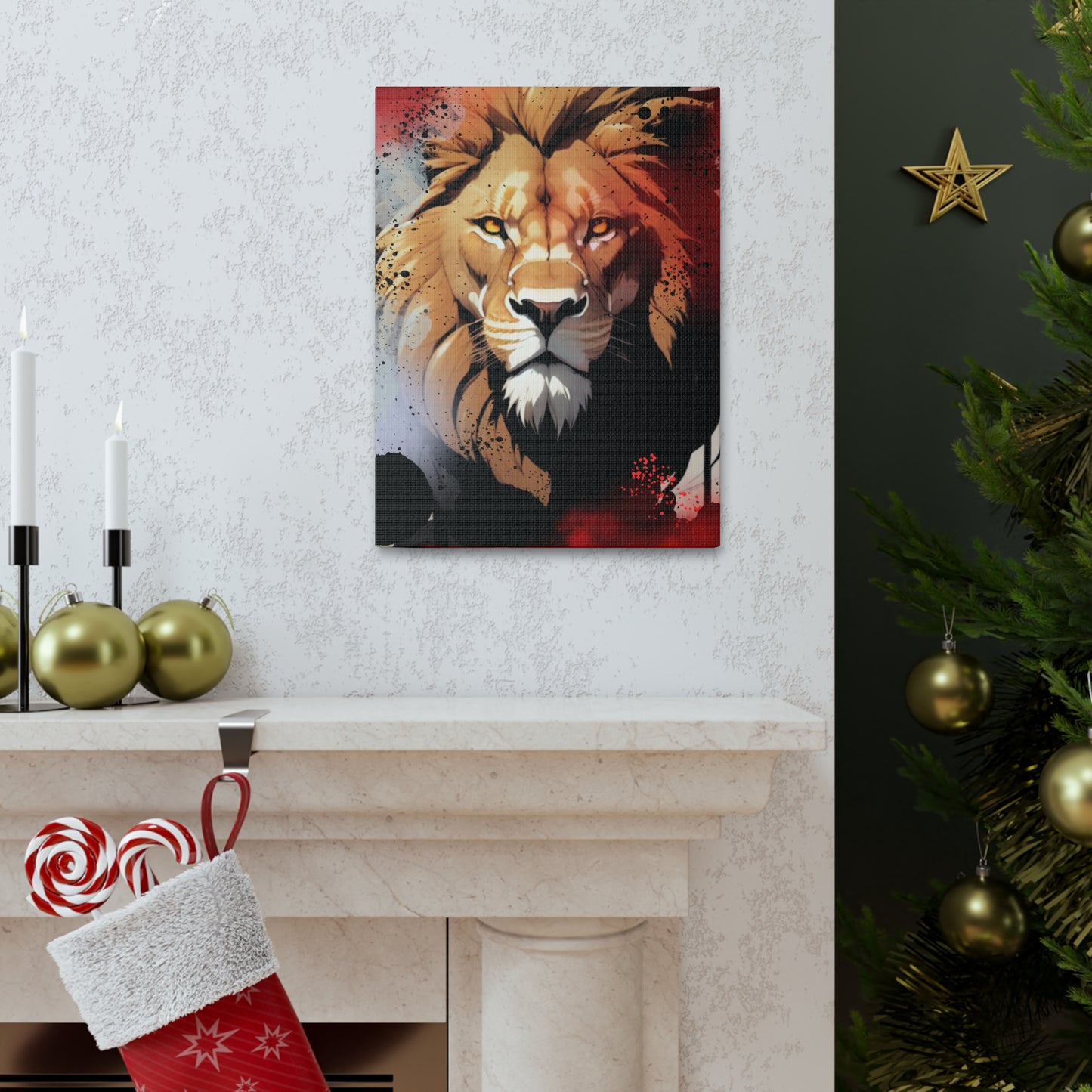 Drip Lion Slate Motif - Canvas