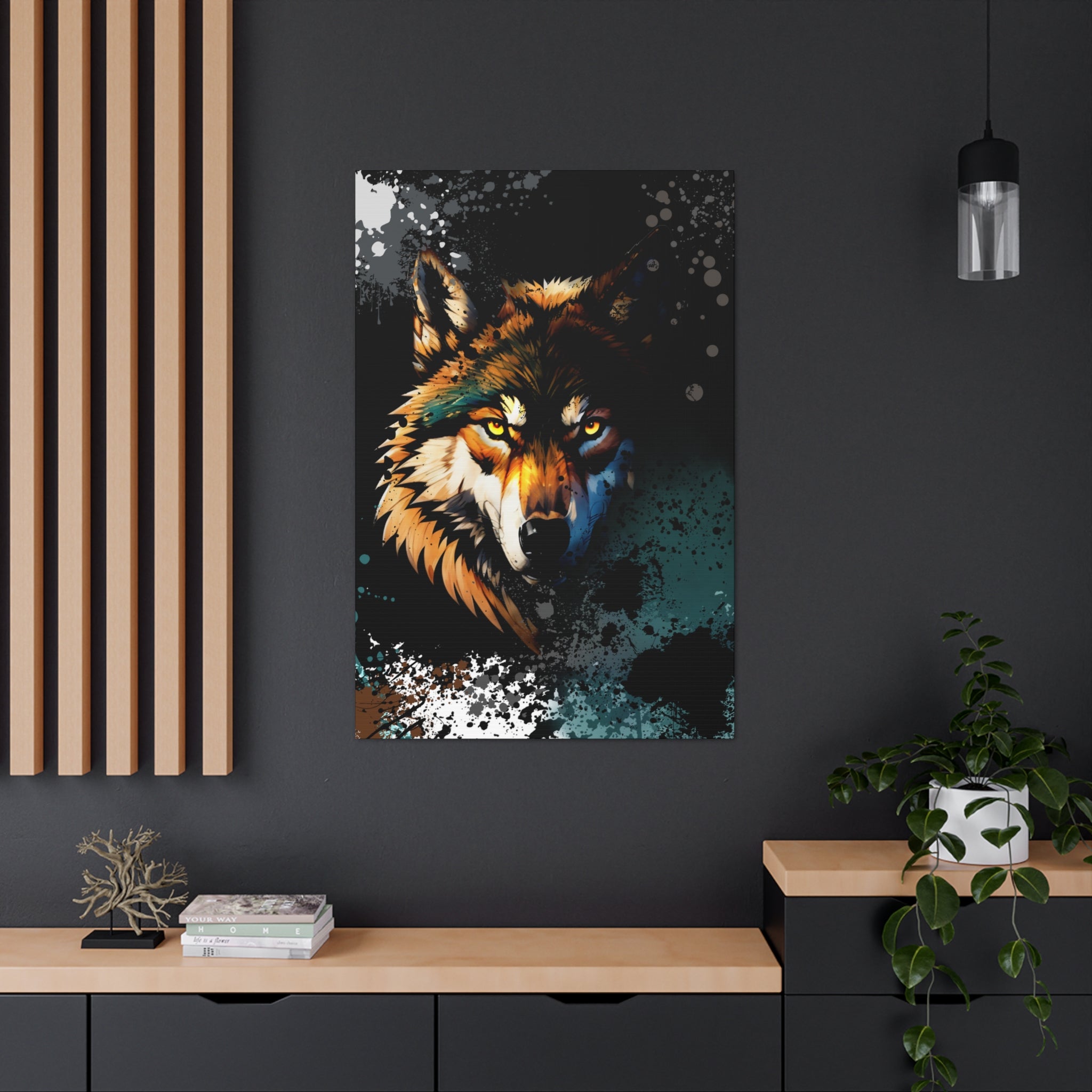 Drip Wolf Prowl Motif - Canvas