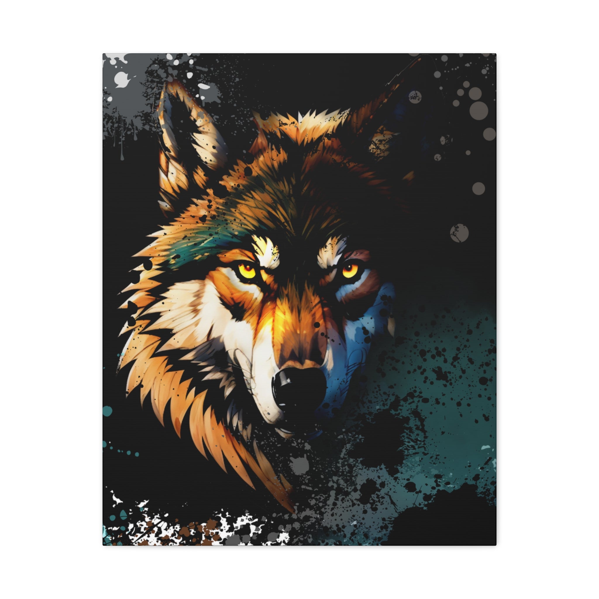 Drip Wolf Prowl Motif - Canvas
