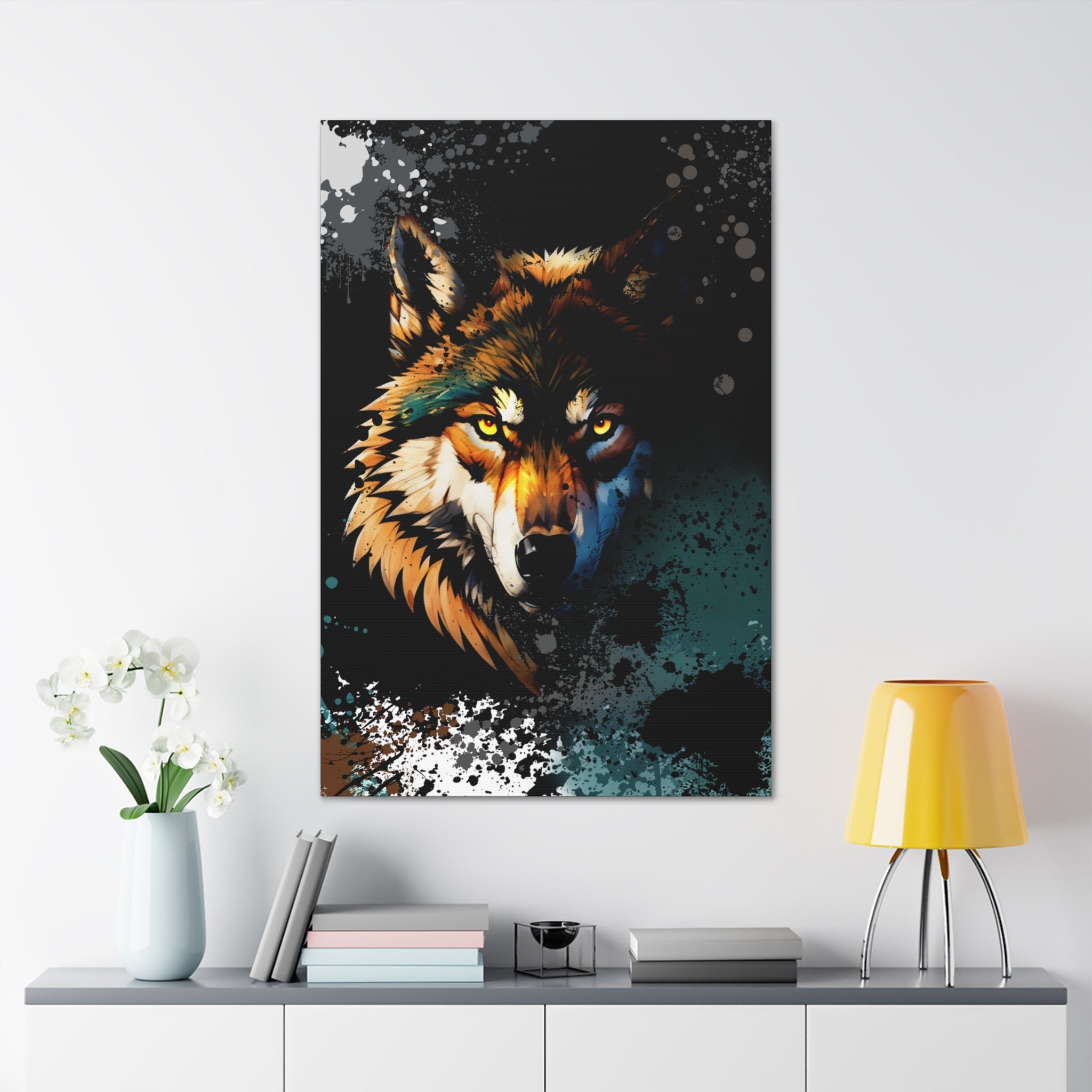 Drip Wolf Prowl Motif - Canvas